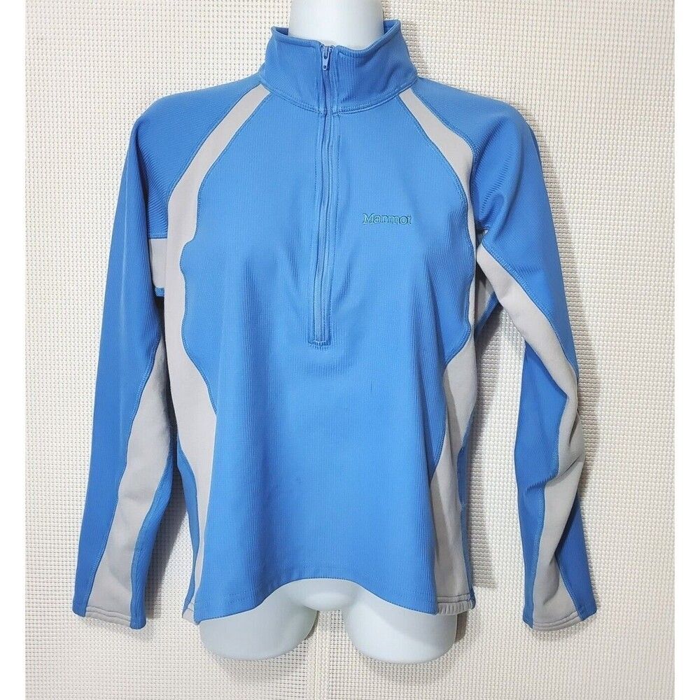 Marmot Gore Tex Windstopper Jacket Womens Medium Blue 1/2 Zip Pullover